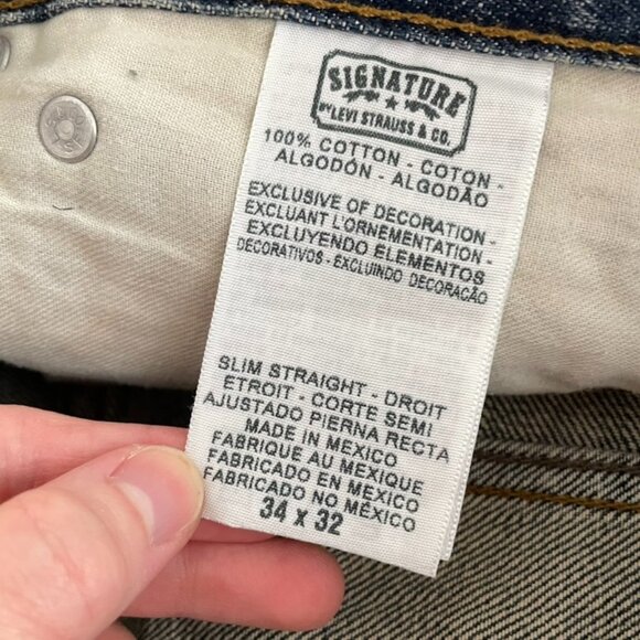 SIGNATURE BY LEVI STRAUSS CO LEVI'S LEVIS Mens Slim Straight Jeans 34x32 W34 L32 - Picture 7 of 16